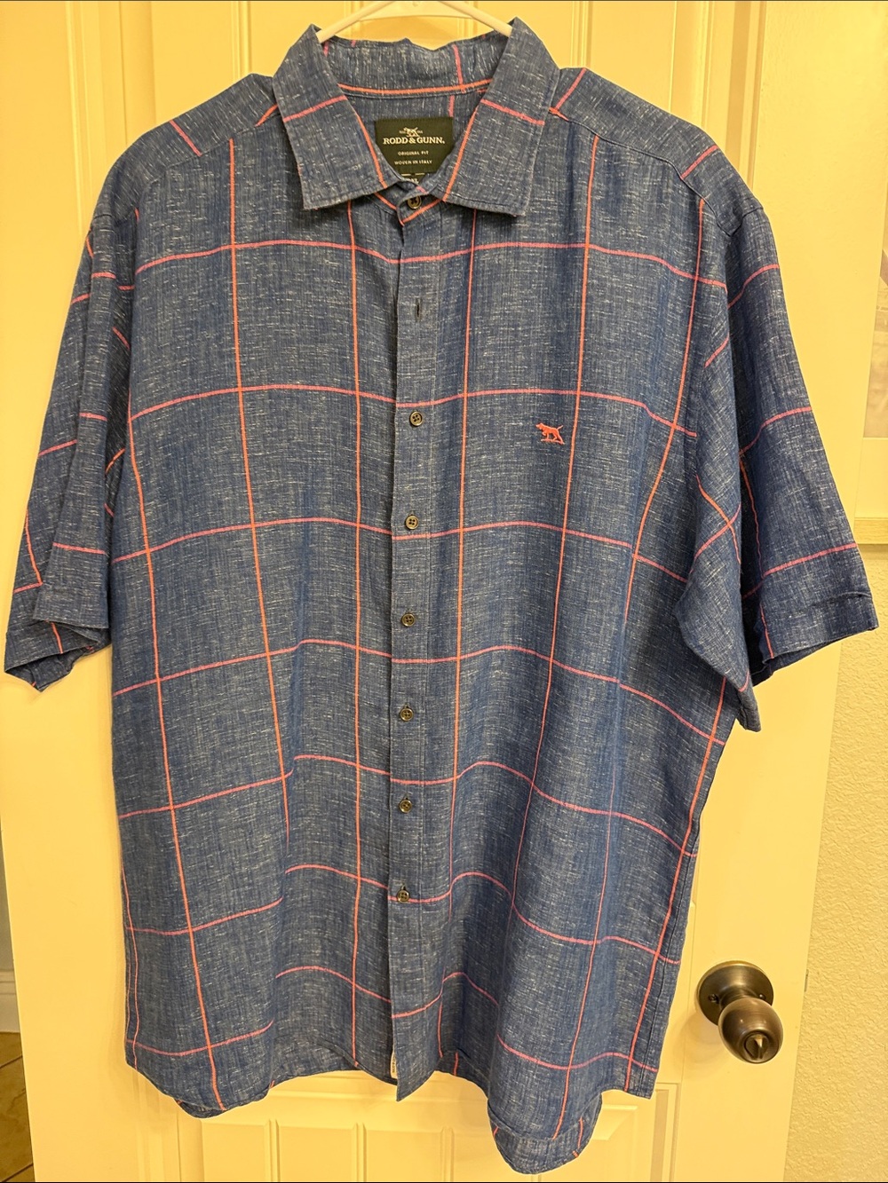 Rodd & Gunn Blue Button-Down Shirt with Pink Windowpane